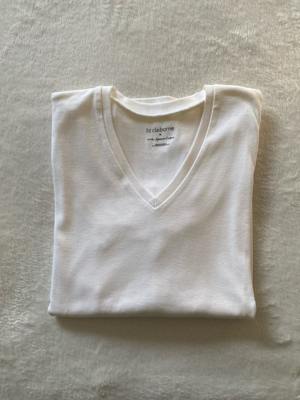 Liz Claiborne White V-Neck Shirt